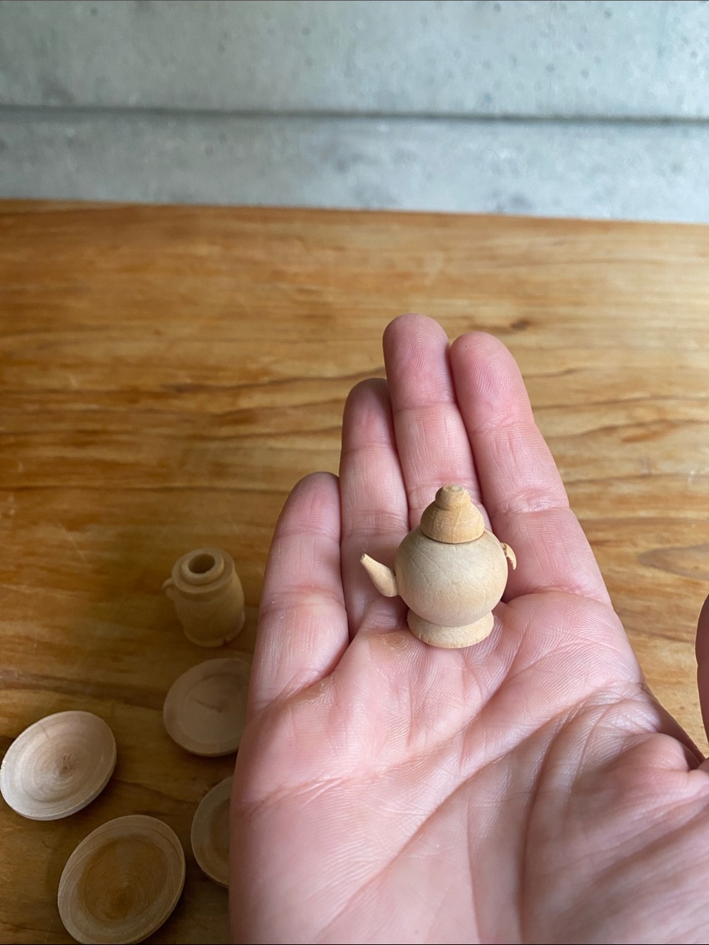 Handmade Mini Wood Tea Set - Picture 2 of 4